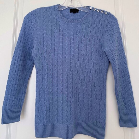 J.Crew 100% Cashmere Cable-knit Sweater - Blue, Size XS - Picture 1 of 3